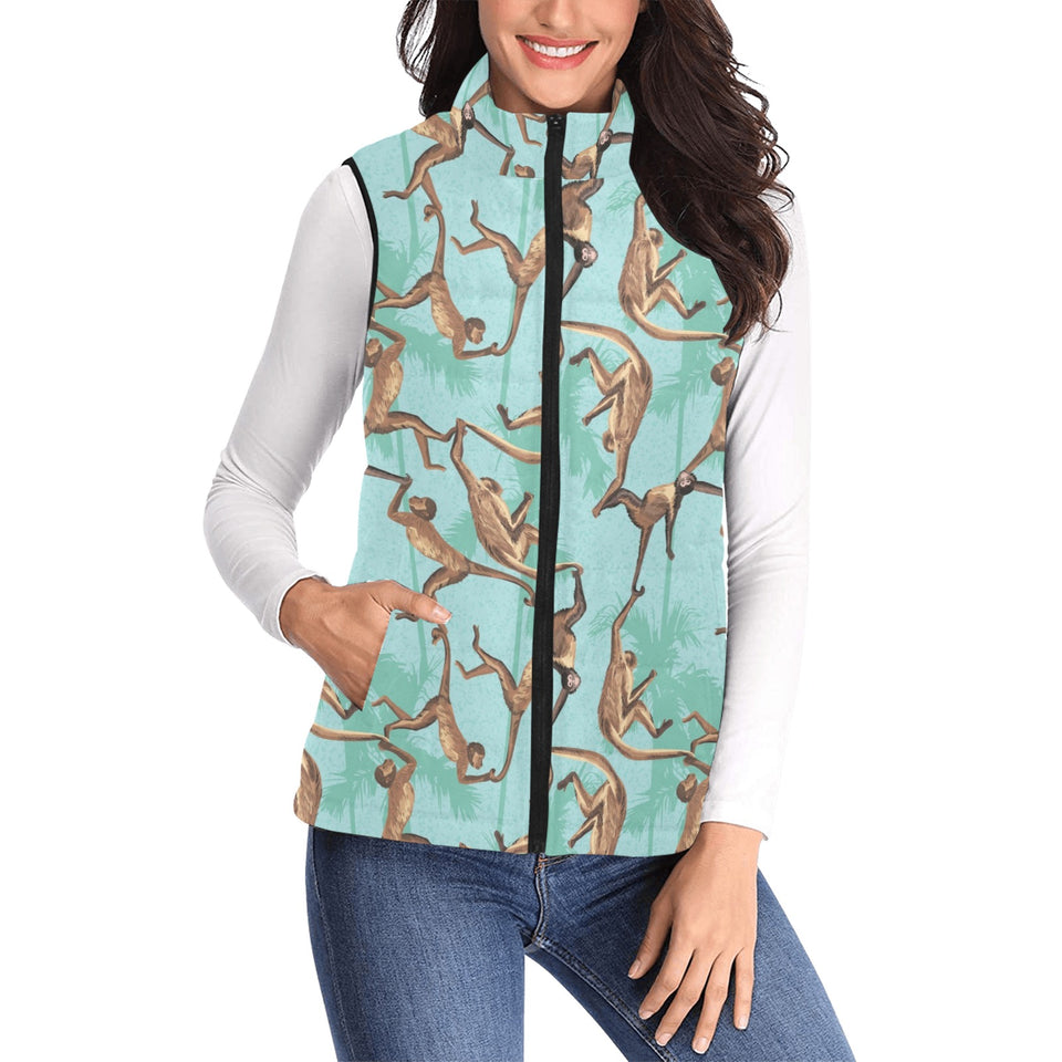 Monkey Palm tree background Women's Padded Vest