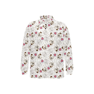 English Bulldog Pattern Print Design 01 Men's Long Sleeve Polo Shirt