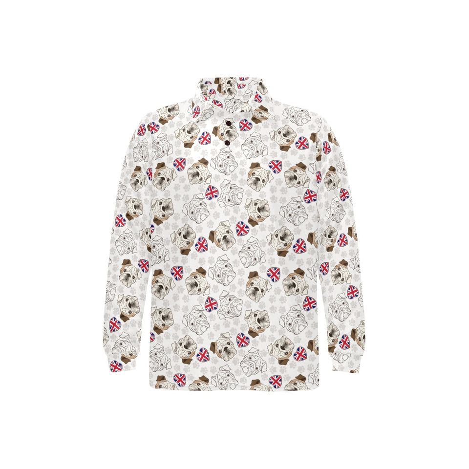 English Bulldog Pattern Print Design 01 Men's Long Sleeve Polo Shirt