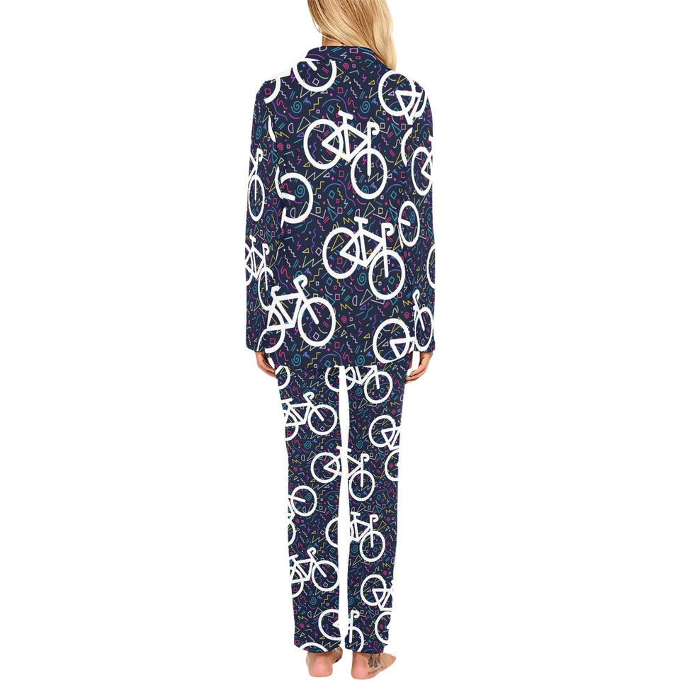 Bicycle Pattern Print Design 03 Women's Long Pajama Set