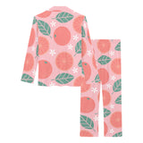 Grapefruit leaves flower pink background Women's Long Pajama Set