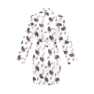 Ostrich Pattern Print Design 02 Women's Long Sleeve Belted Night Robe