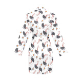 Ostrich Pattern Print Design 02 Women's Long Sleeve Belted Night Robe