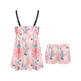 Octopus winter hat garland Fish candy Seaweed Cora Chest Sexy Pleated Two Piece Swim Dress