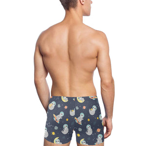 Cute sloth astronaut star planet rocket pattern Men's Swimming Trunks