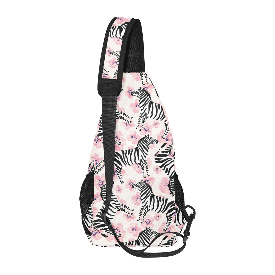 Zebra pink flower background All Over Print Chest Bag