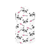 Hand Drawn faces of pandas pattern Women's Padded Vest