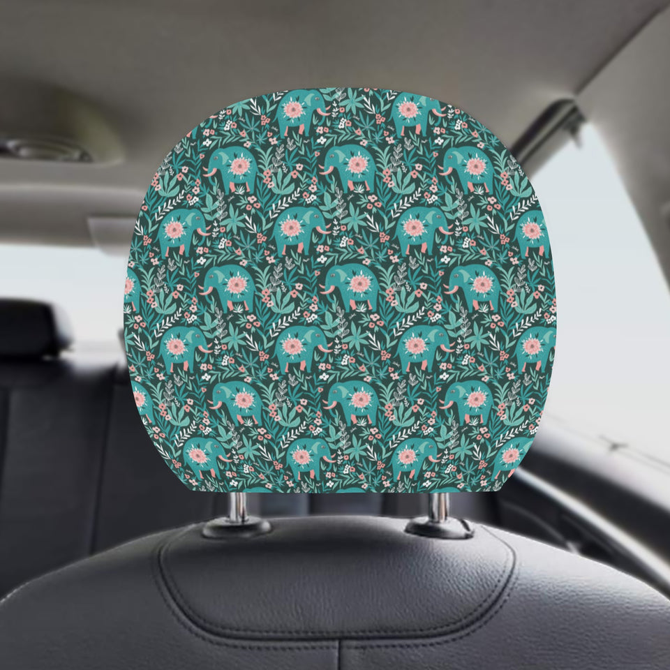 Elephants jungle pattern Car Headrest Cover