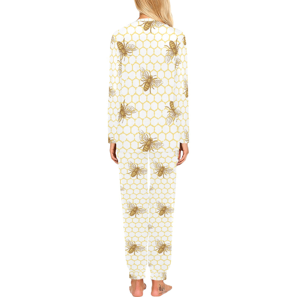 Bee honeycomb seamless design pattern Women's All Over Print Pajama Set