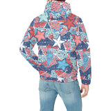 Hand drawn colorful starfish Men's Padded Hooded Jacket