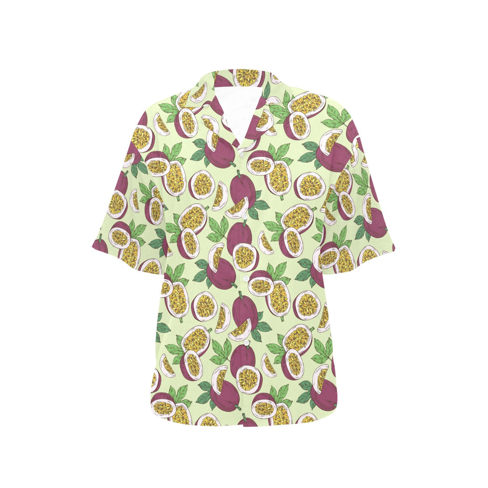 Paassion fruit pattern Women's All Over Print Hawaiian Shirt