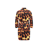 Fire flame dark pattern Men's Long Sleeve Belted Night Robe