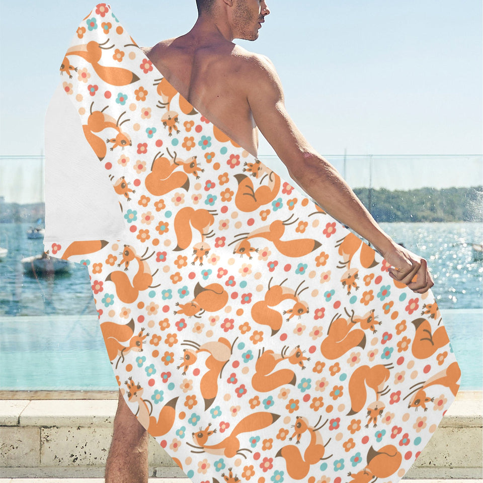 Squirrel Pattern Print Design 05 Beach Towel