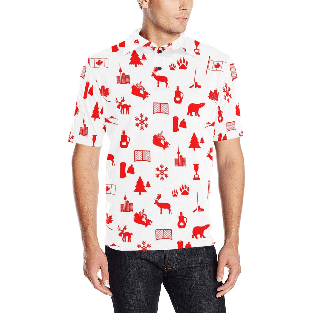 Canada Pattern Print Design 04 Men's All Over Print Polo Shirt