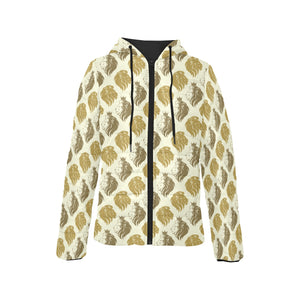 Lion Pattern Print Design 02 Women's Padded Hooded Jacket
