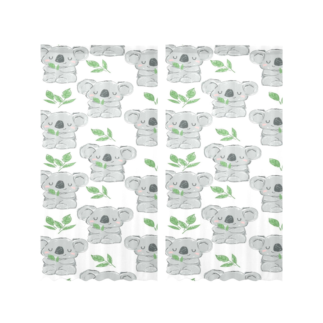 Hand drawn Koala leaves pattern Gauze Curtain