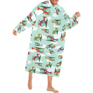 Helicopter design pattern Blanket Robe with Sleeves