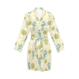 Seahorse shell starfish pattern background Women's Long Sleeve Belted Night Robe