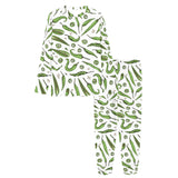 Hand drawn sketch style green Chili peppers patter Women's All Over Print Pajama Set