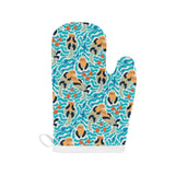 Cute sea otters fishe sea urchin pattern Heat Resistant Oven Mitts
