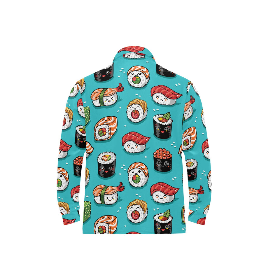 Cute sushi pattern Men's Long Sleeve Polo Shirt