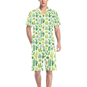 Cactus pattern copy Men's V-Neck Short Pajama Set