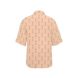 Engine Piston Cream Background Pattern Design 04 Women's All Over Print Hawaiian Shirt