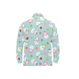 Cute snowman snowflake pattern Men's Long Sleeve Polo Shirt
