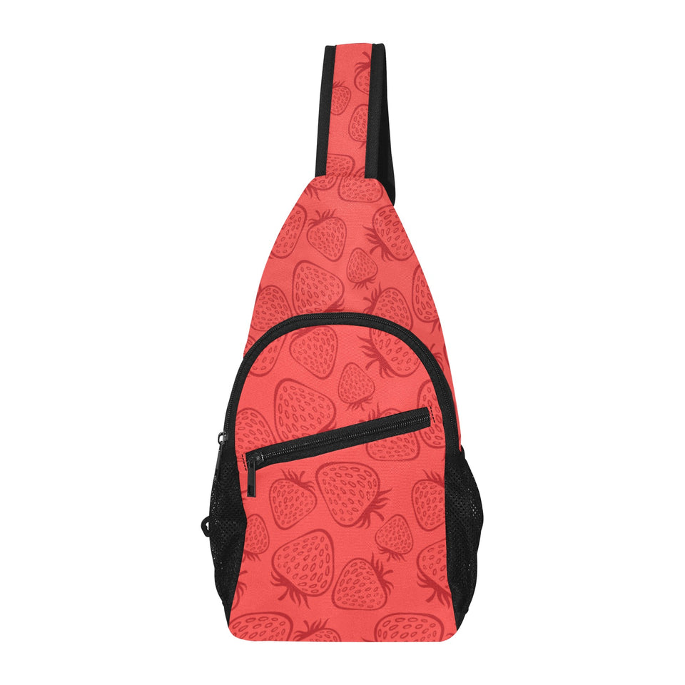 strawberry pattern red background All Over Print Chest Bag