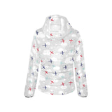 Airplane cloud grey background Women's Padded Hooded Jacket