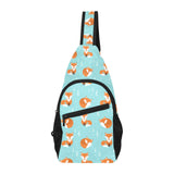Fox pattern blue b ackground All Over Print Chest Bag