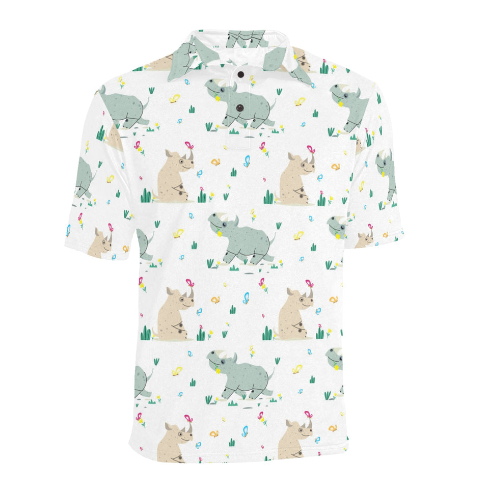 Cute Rhino pattern Men's All Over Print Polo Shirt