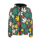 Canabis Marijuana Weed Pattern Print Design 02 Men's Padded Hooded Jacket