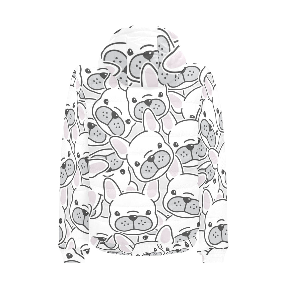 Cute french bulldog head pattern Men's Padded Hooded Jacket