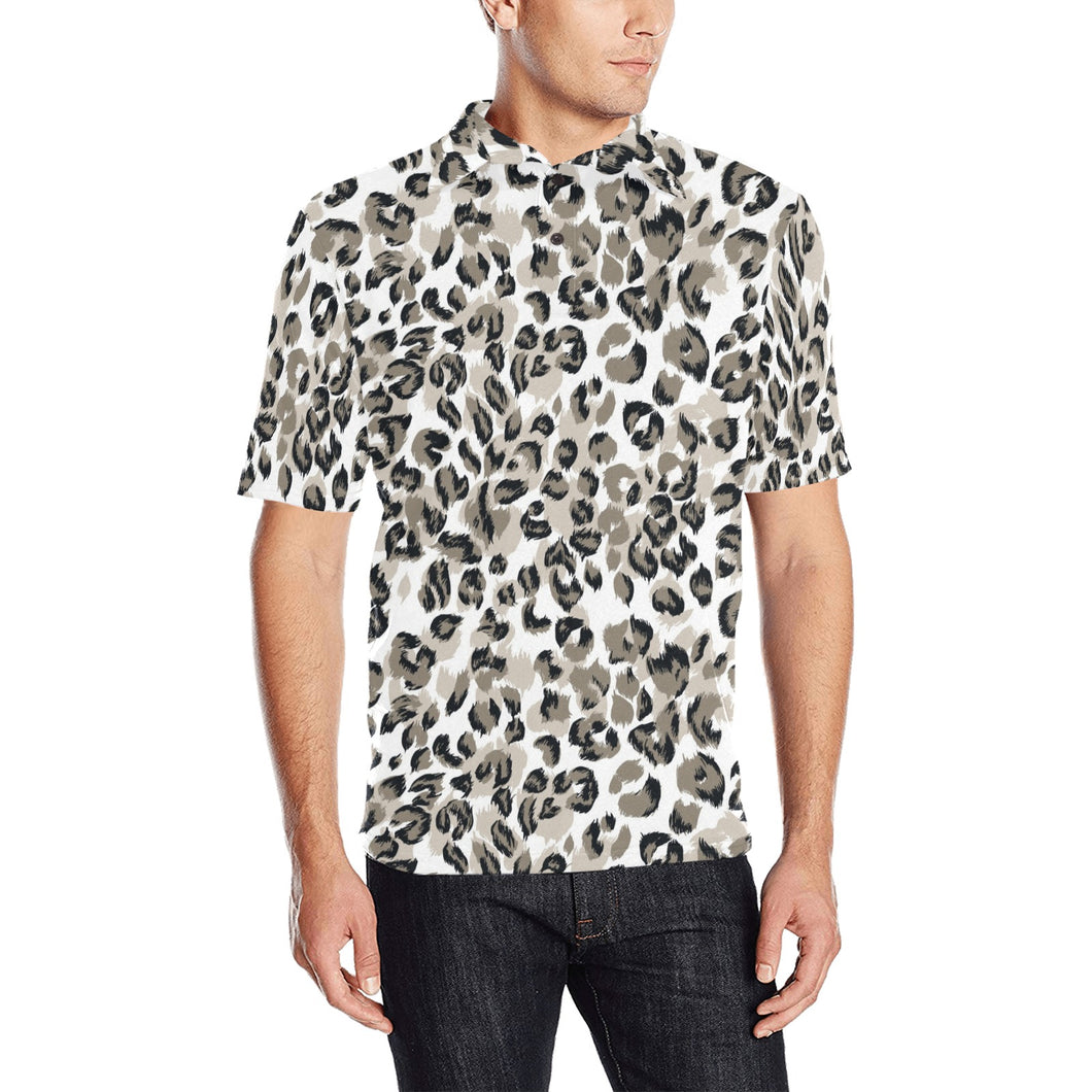 Leopard skin print pattern Men's All Over Print Polo Shirt