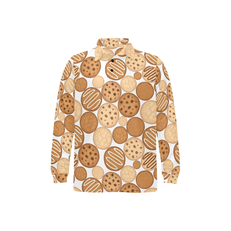 Various cookie pattern Men's Long Sleeve Polo Shirt