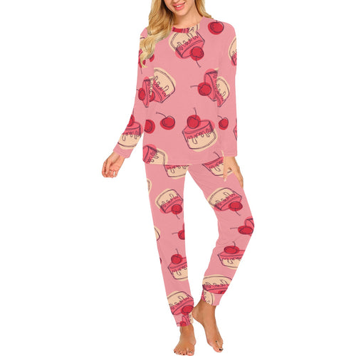 Cake cherry pattern Women's All Over Print Pajama Set