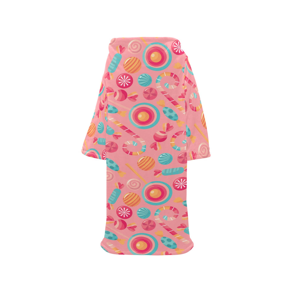 Colorful candy pattern Blanket Robe with Sleeves