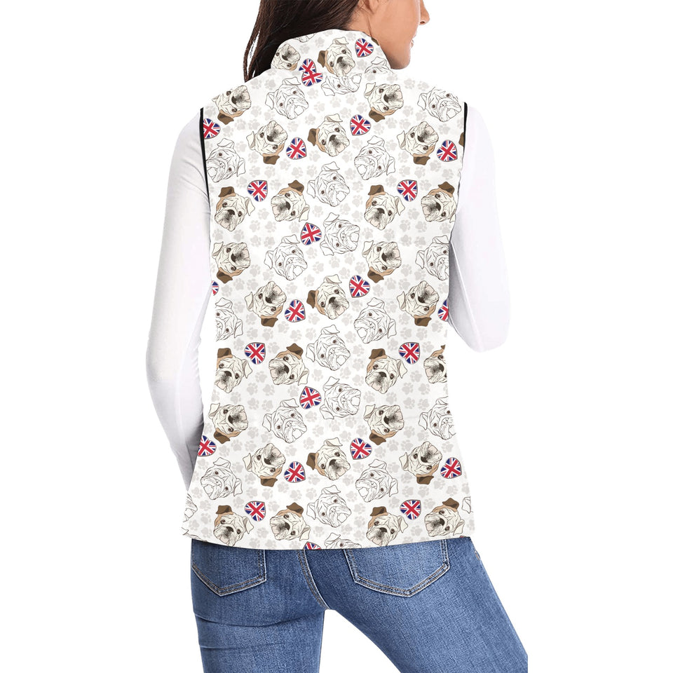 English Bulldog Pattern Print Design 01 Women's Padded Vest