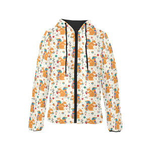 Squirrel Pattern Print Design 04 Women's Padded Hooded Jacket