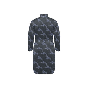 Swordfish Pattern Print Design 03 Men's Long Sleeve Belted Night Robe