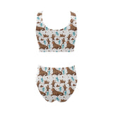 sea lion Seals jellyfish pattern Chest Bowknot High Waisted Bikini Swimsuit