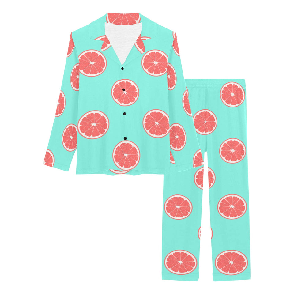 Grapefruit green background Women's Long Pajama Set