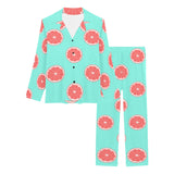 Grapefruit green background Women's Long Pajama Set