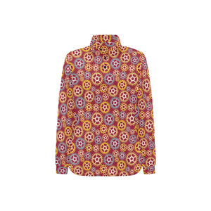 Gear Pattern Print Design 04 Women's Long Sleeve Polo Shirt