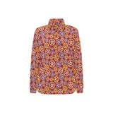 Gear Pattern Print Design 04 Women's Long Sleeve Polo Shirt
