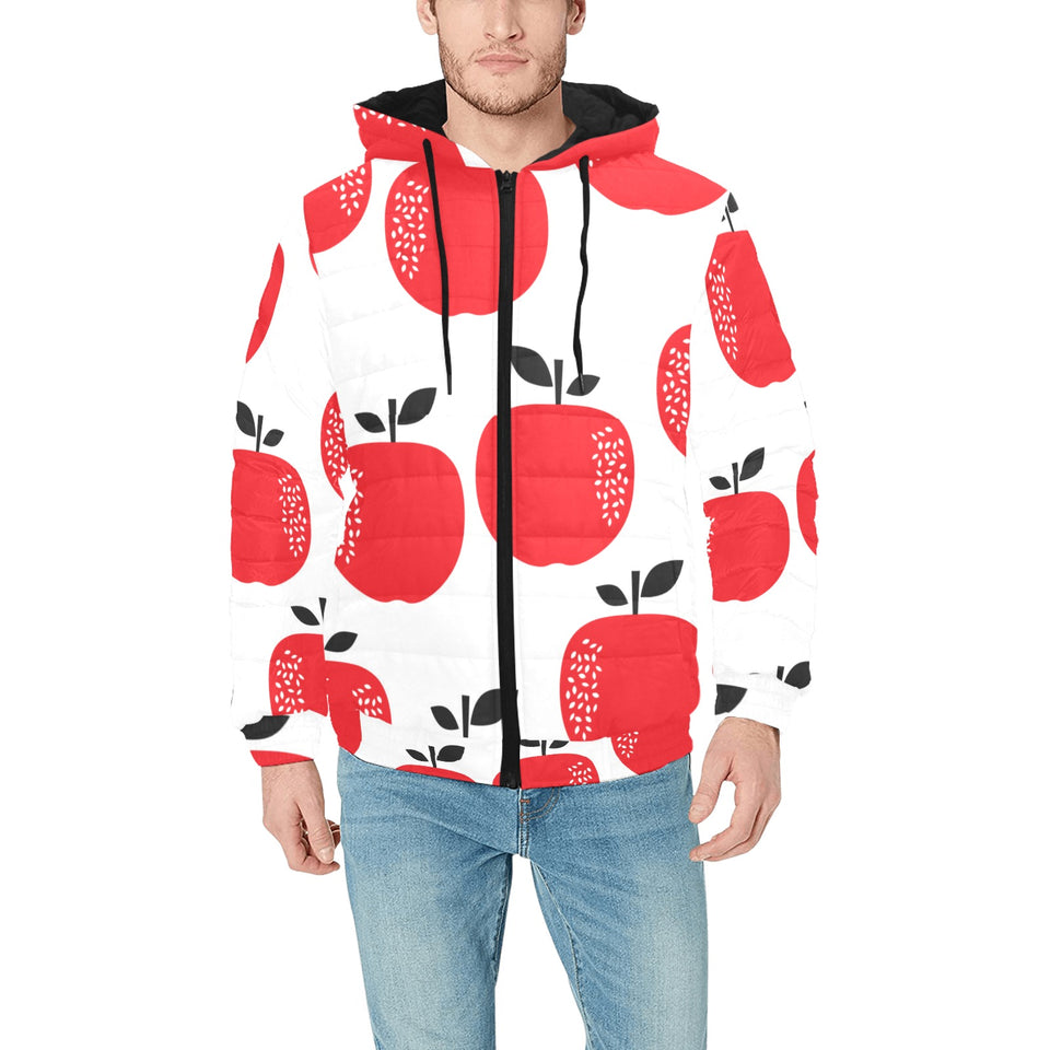 red apples white background Men's Padded Hooded Jacket