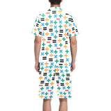 Math Pattern Print Design 05 Men's V-Neck Short Pajama Set