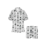 Mustache Beard Pattern Print Design 04 Women's V-Neck Short Pajama Set
