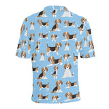 Beagle dog blue background pattern Men's All Over Print Polo Shirt